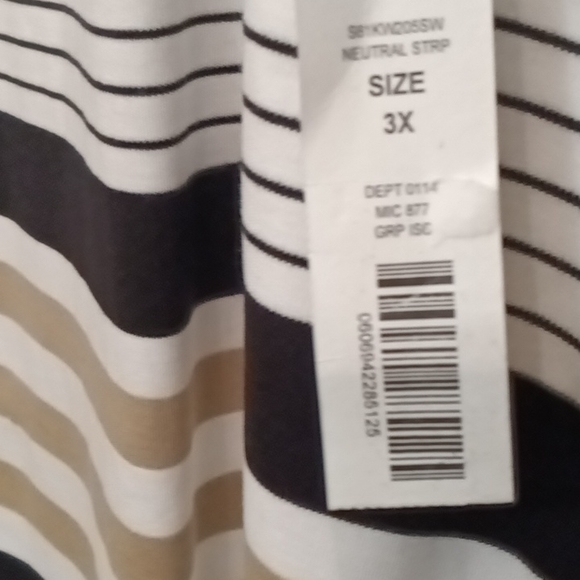 FINAL PRICE NWT westbound woman tan white & black striped s/s blouse 3X - Picture 2 of 2